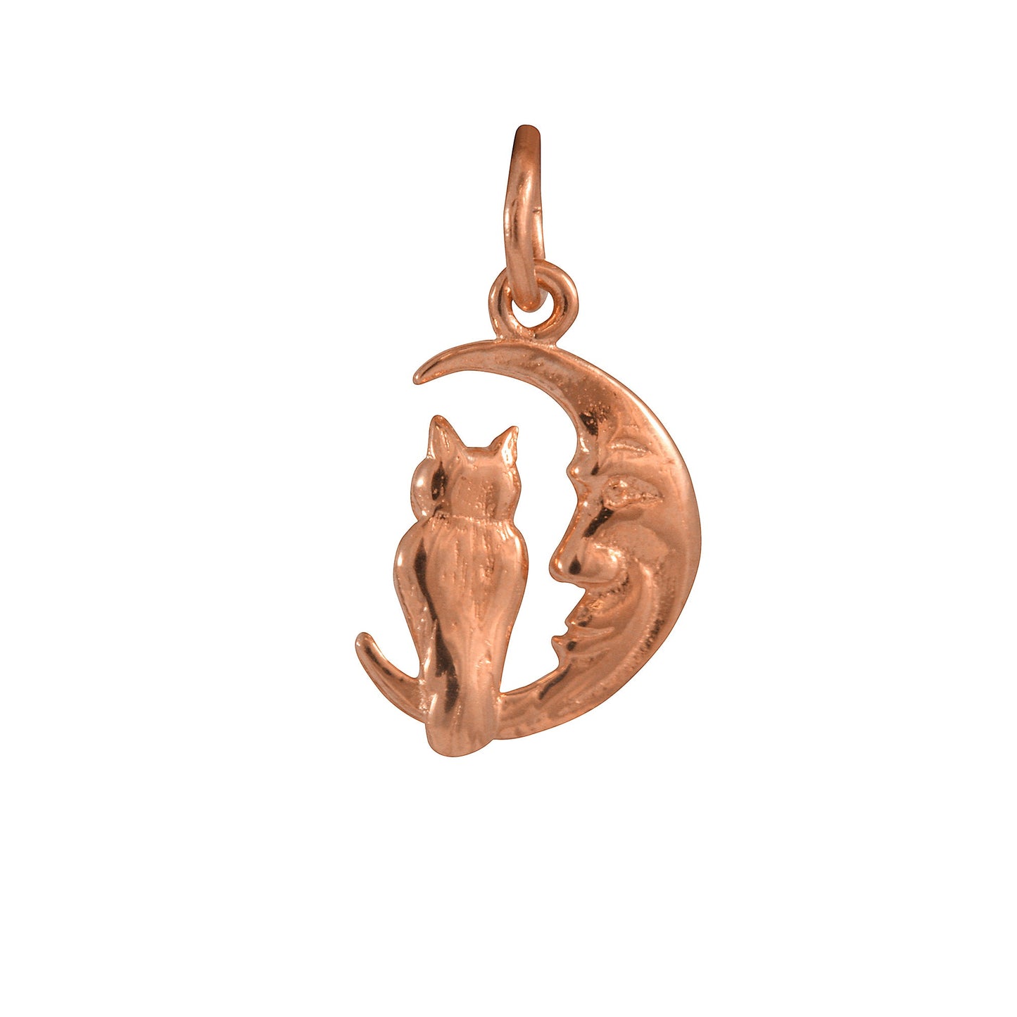 9ct Rose Gold Owl Sitting on the Moon Charm