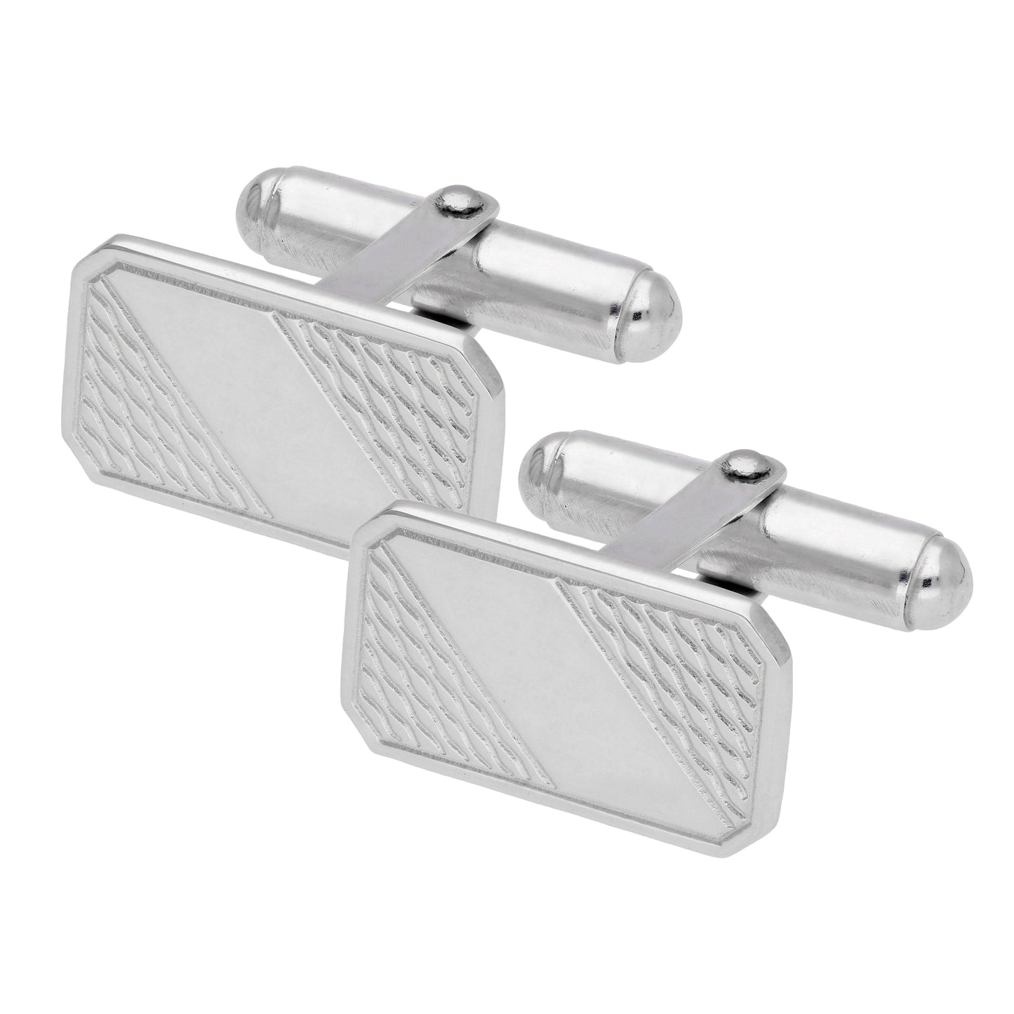 Sterling Silver Patterned Swivel Back Cufflinks