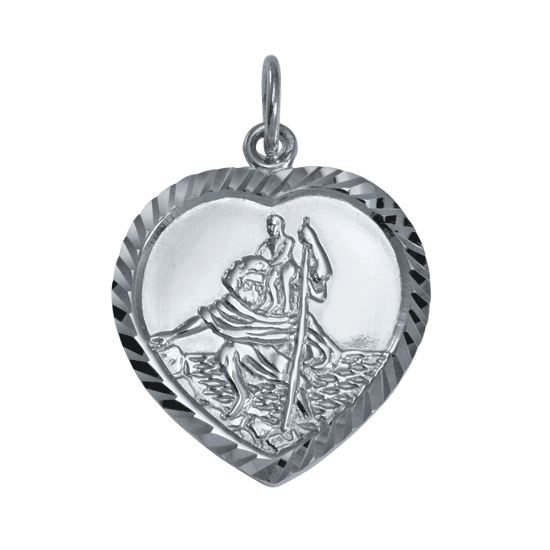 Sterling Silver St Christopher in Love Heart