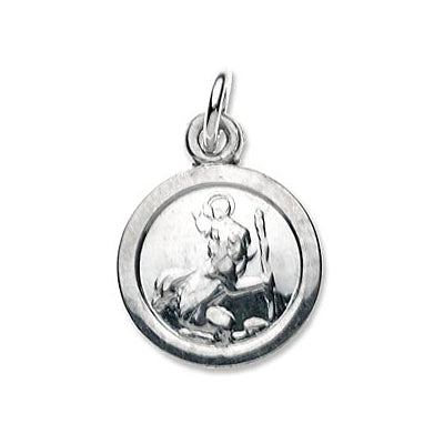 Sterling Silver Tiny Round Saint Christopher Pendant