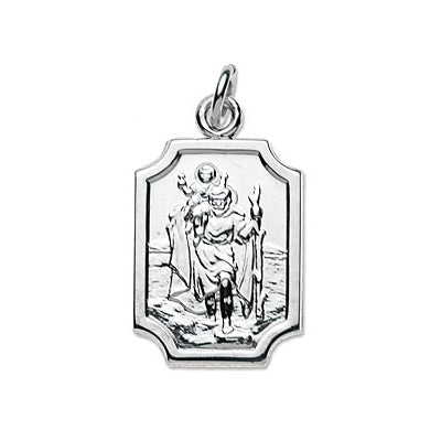 Sterling Silver Small Saint Christopher Plaque Pendant