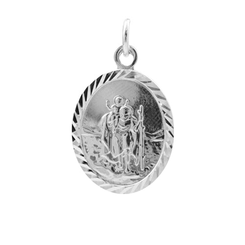 Sterling Silver Oval Saint Christopher Pendant