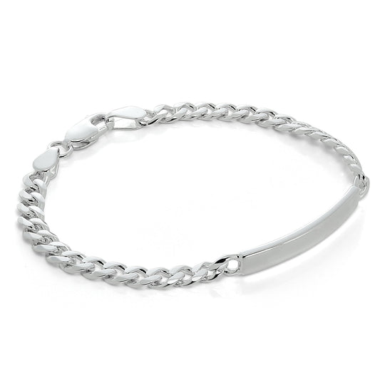 Sterling Silver Curb Chain 7 Inch Engravable ID Bracelet