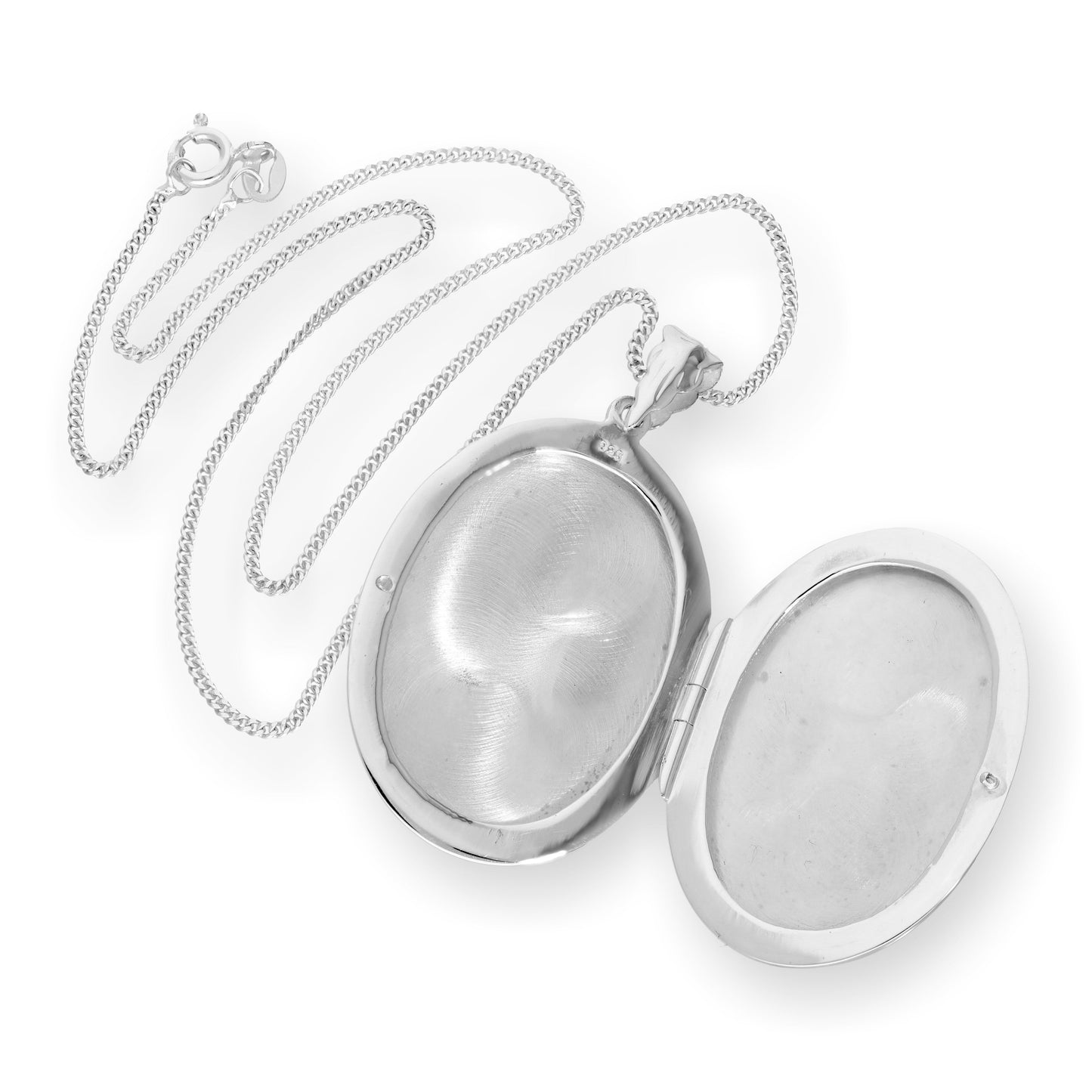 Large Sterling Silver Engraved Floral Oval Locket on Chain 16 - 24 Inches