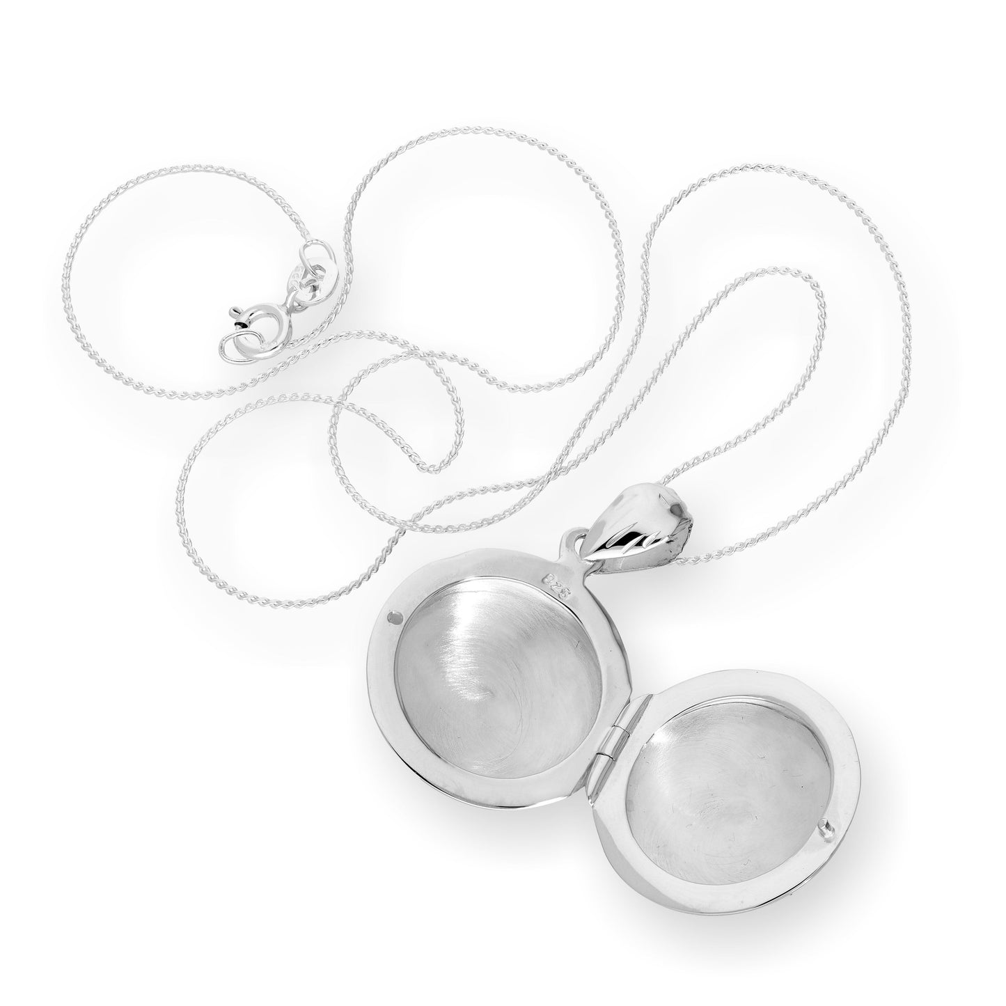Sterling Silver Round Engraved Locket on Chain 16 - 24 Inches