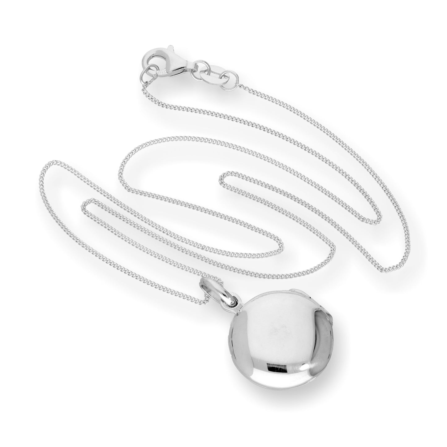 Sterling Silver Engravable Round Locket on Chain 16 - 22 Inches