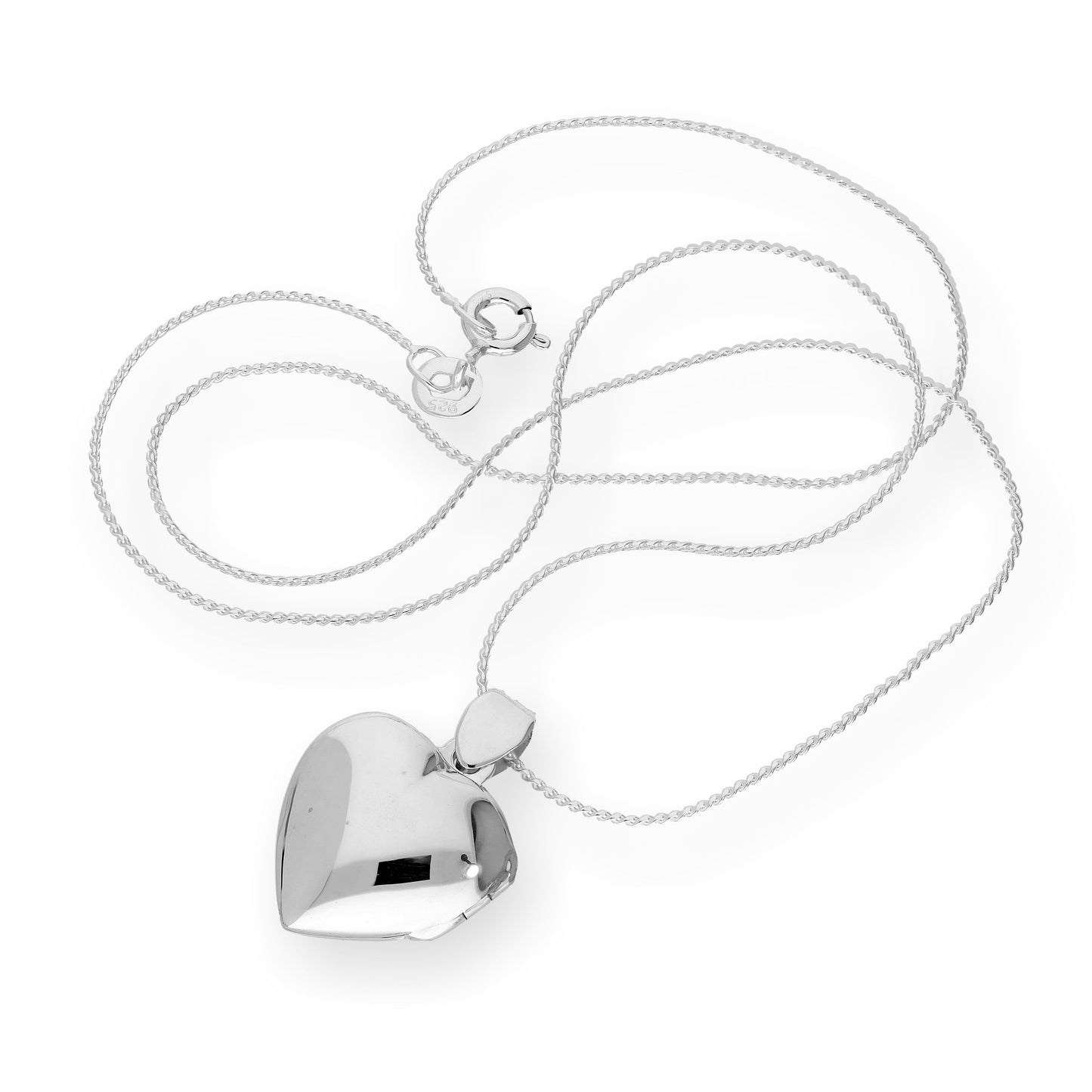 Sterling Silver Engravable Puffed Heart Locket on Chain 16 - 22 Inches