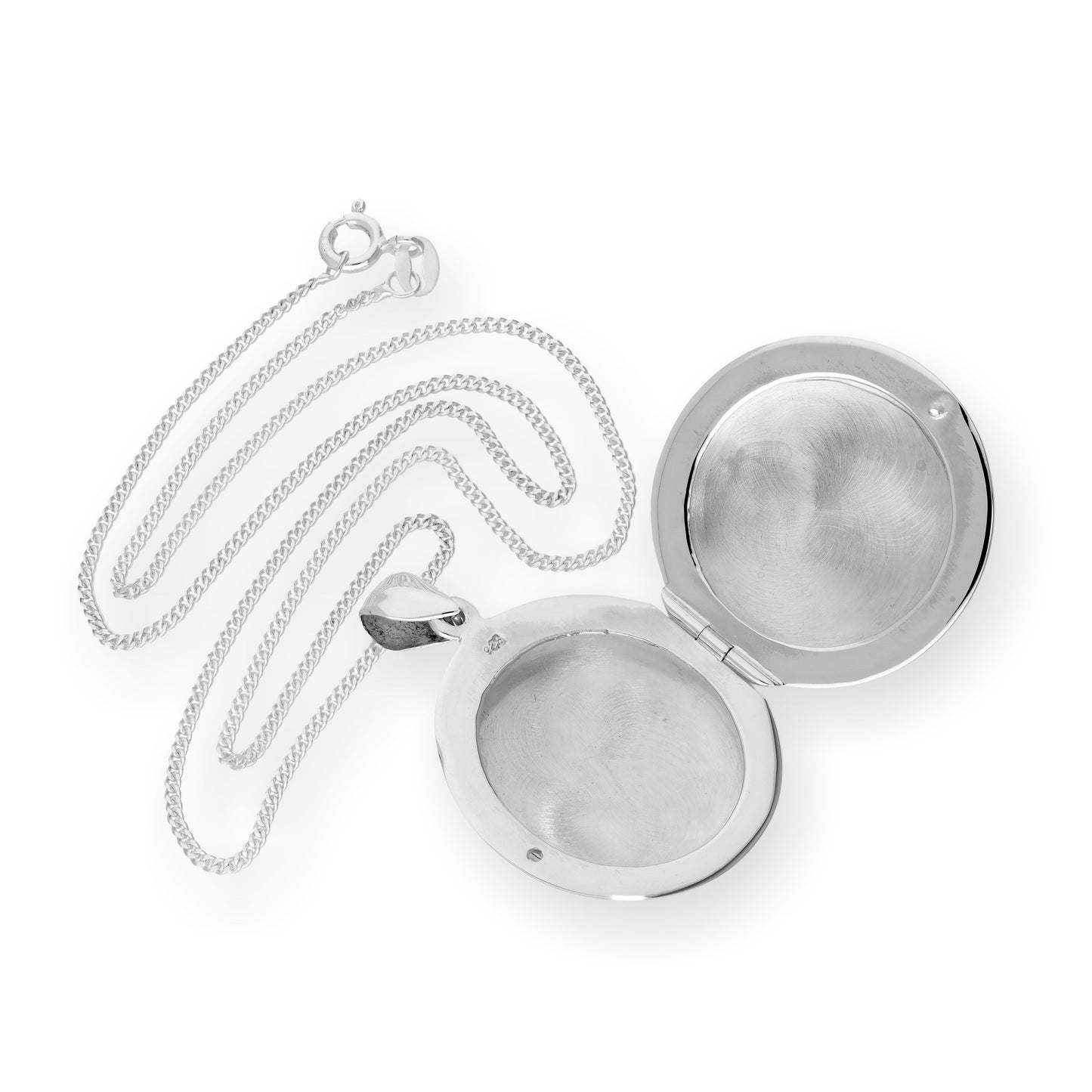 Large Sterling Silver Engravable Round Locket on Chain 16-24 Inches