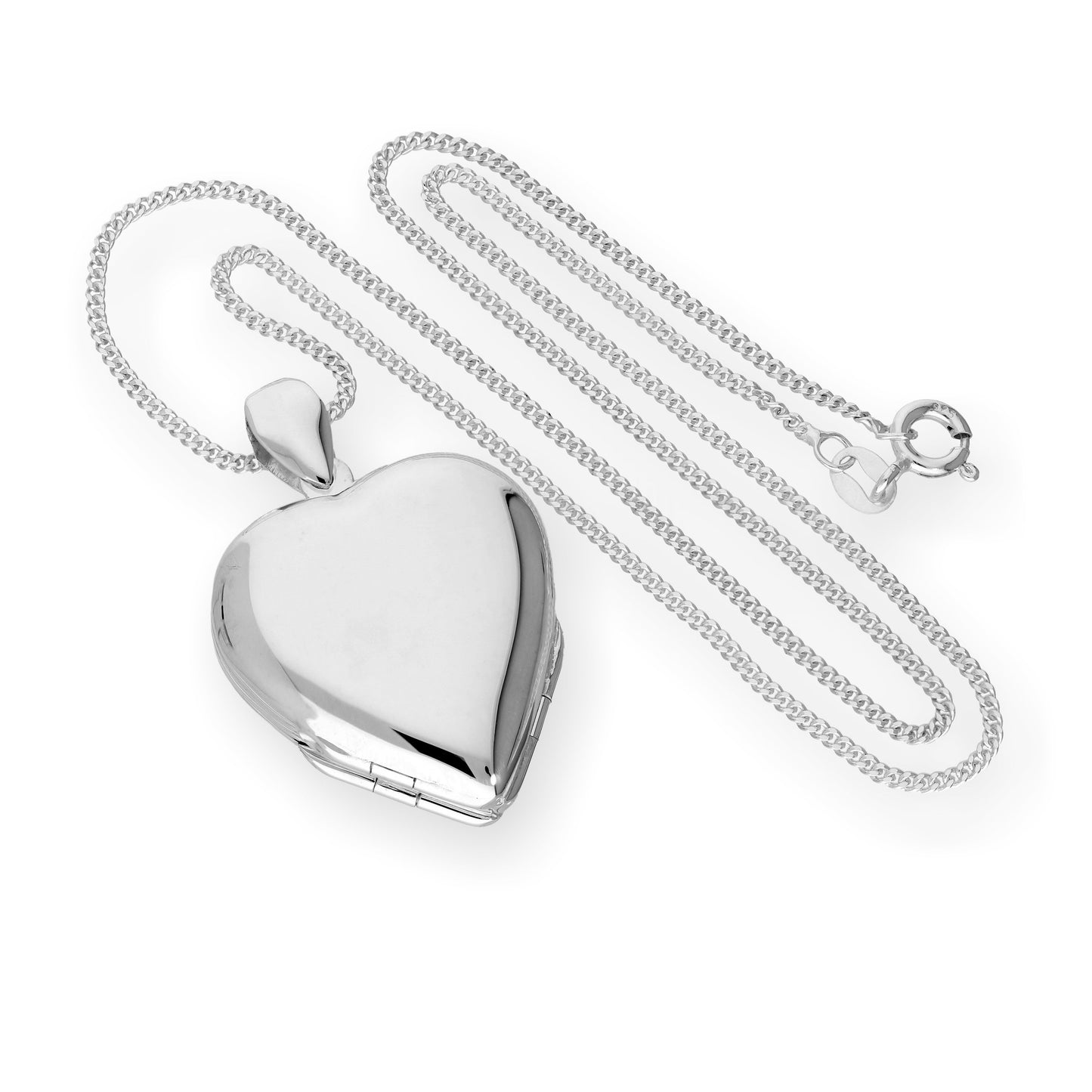 Large Sterling Silver 4 Photo Engravable Heart Family Locket on 16-24 Inch Chain