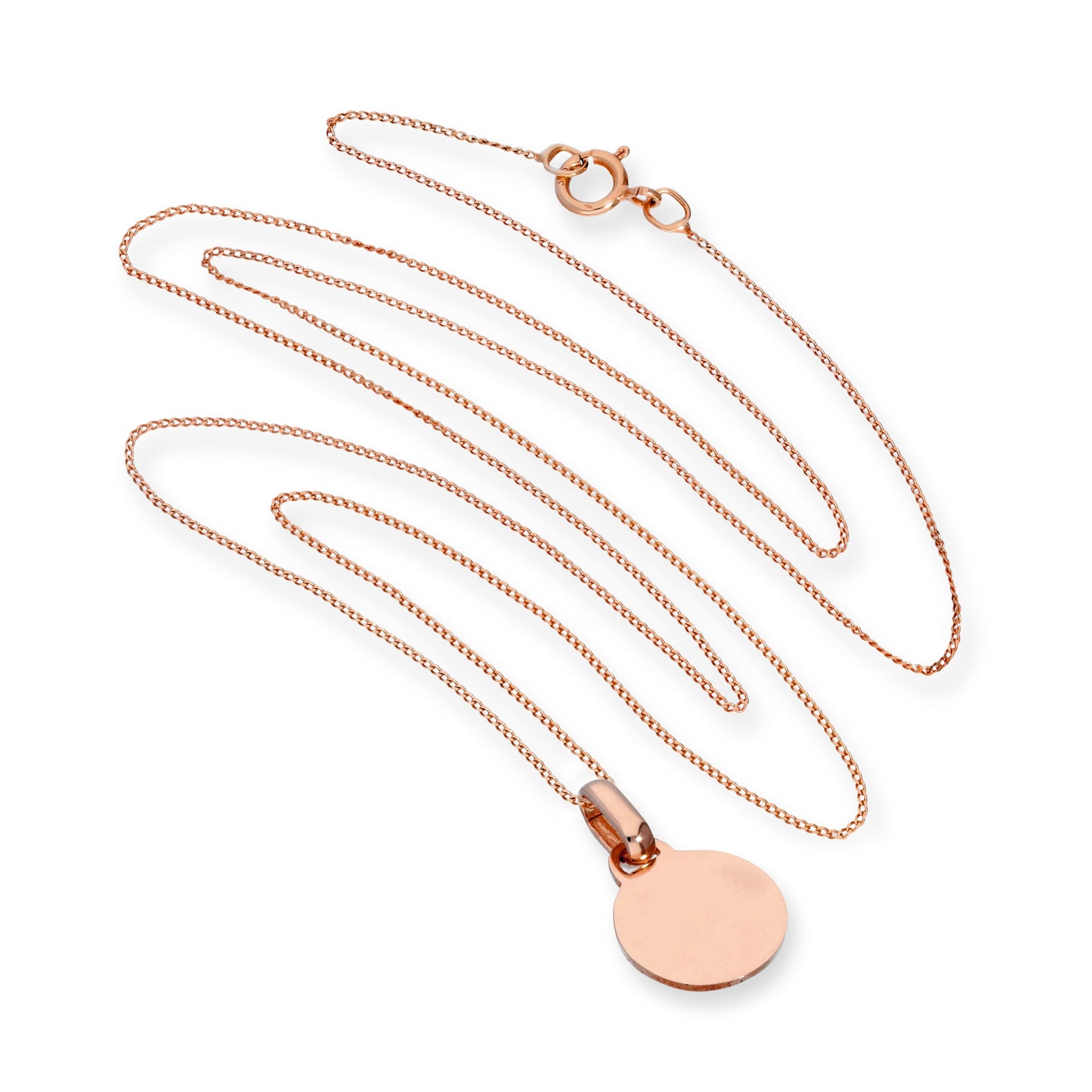 9ct Rose Gold Engravable Round Pendant Necklace 16-18 Inches