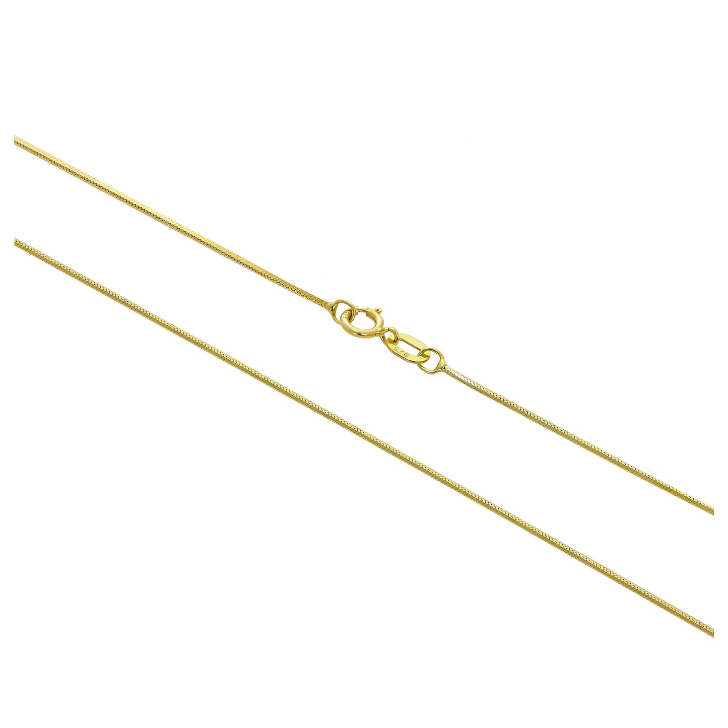 9ct Gold Diamond Cut 1mm Snake Chain 16 - 18 Inches