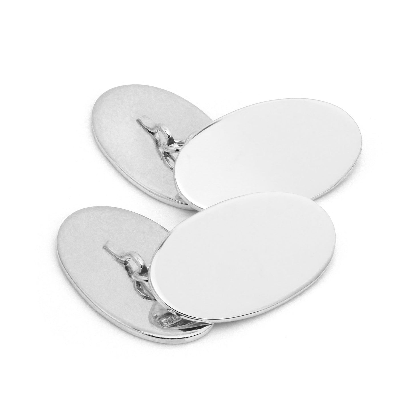9ct White Gold Classic Oval Cufflinks