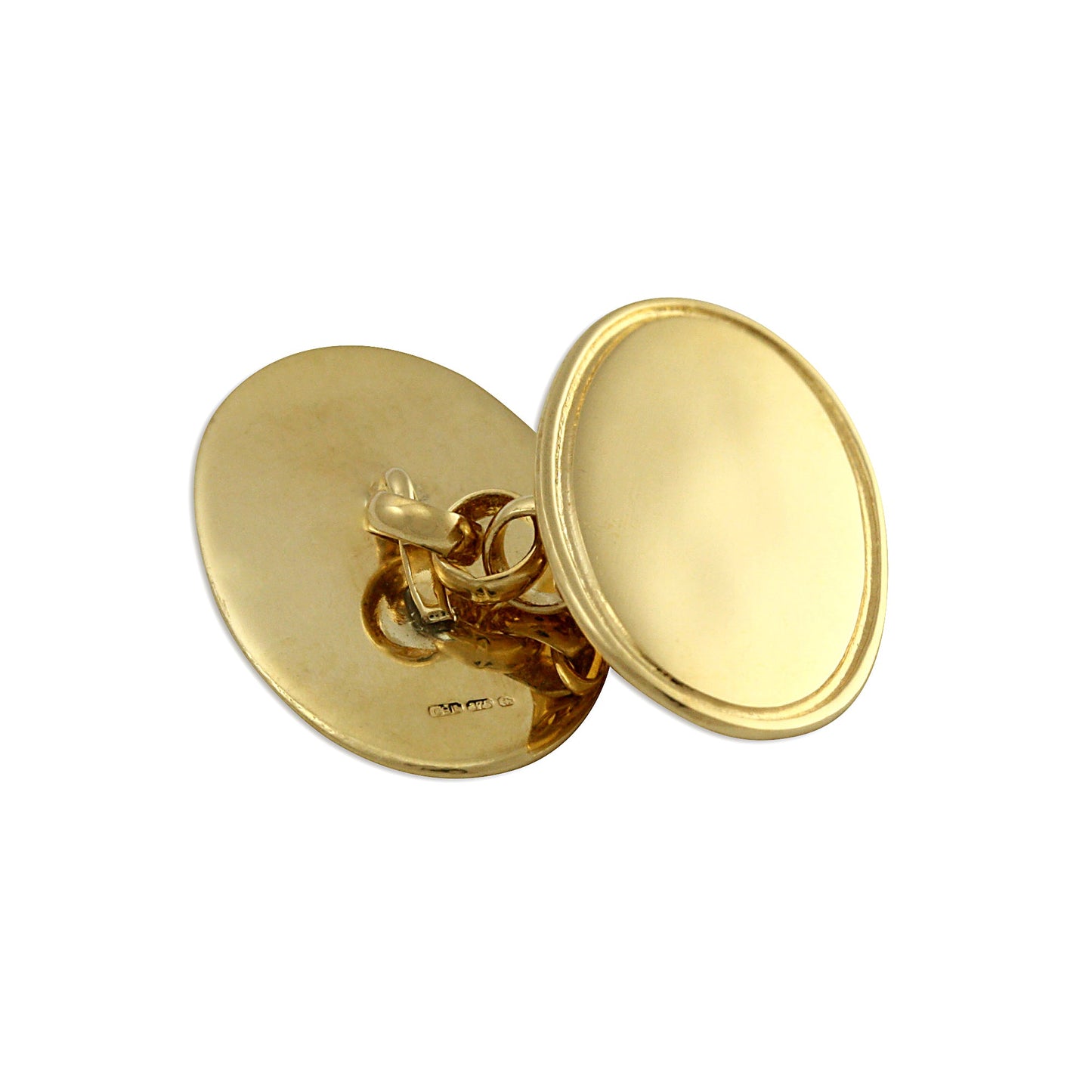 9ct Gold Classic Edged Oval Cufflinks