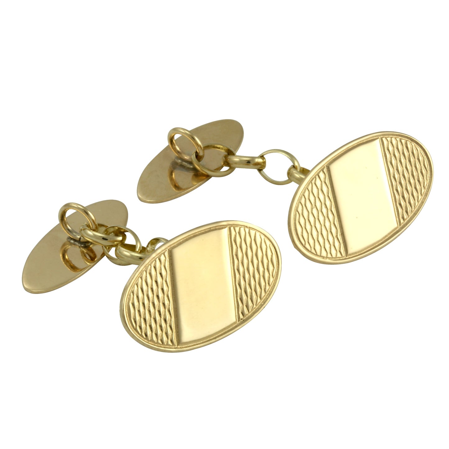 9ct Gold Patterned Oval Cufflinks