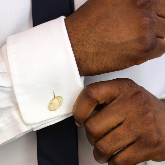 9ct Gold Patterned Oval Cufflinks