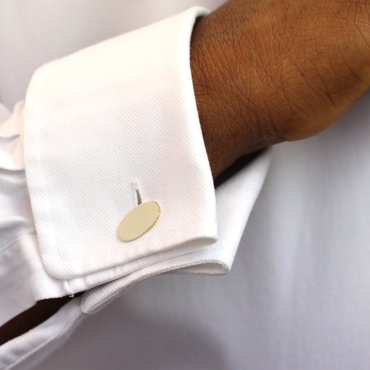 9ct Yellow Gold Double Sided Oval Chain Cufflinks