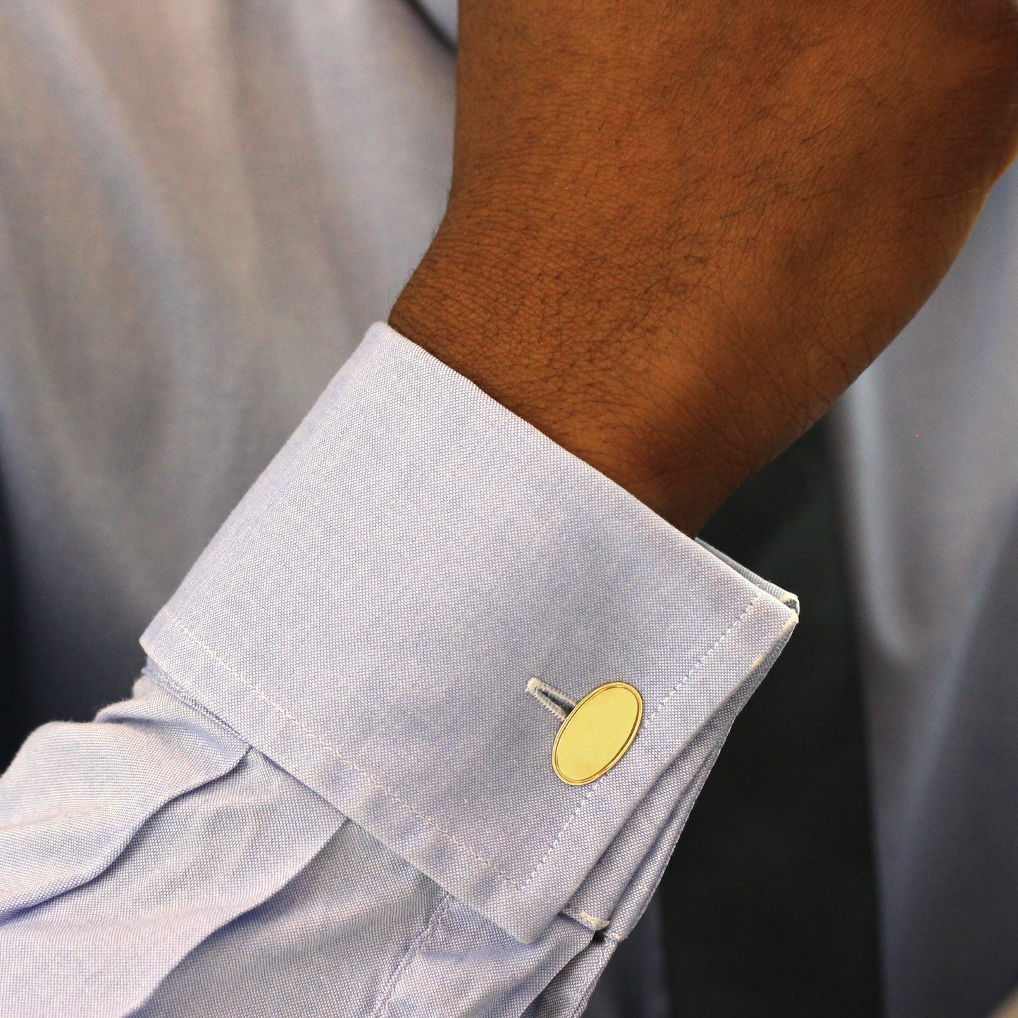 18ct Yellow Gold Heavy Double Sided Oval Chain Cufflinks