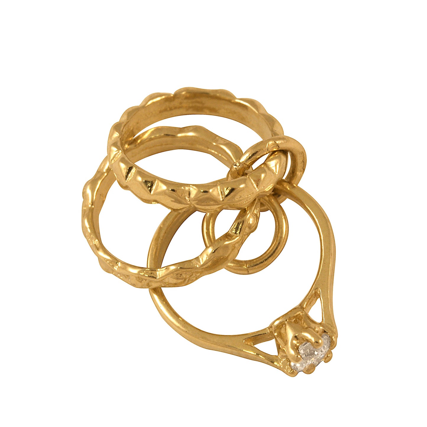 9ct Gold 3 Rings Crystal Charm