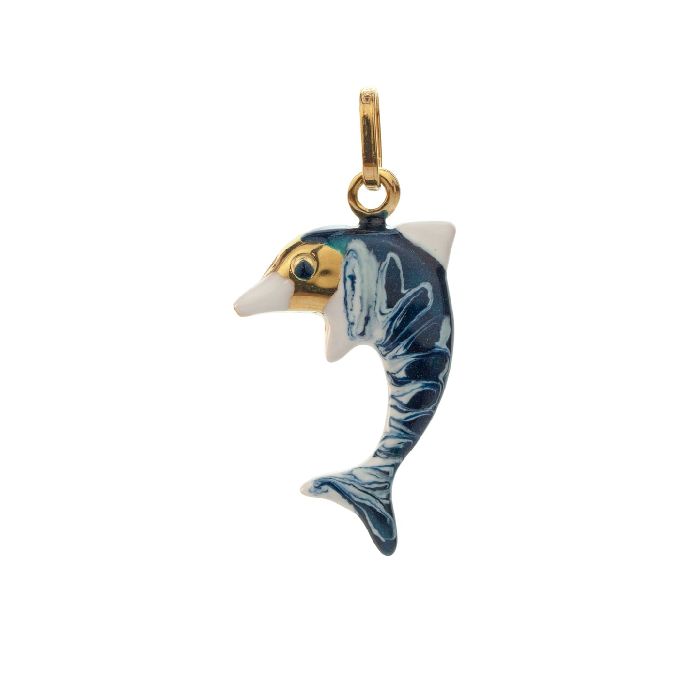9ct Gold Enamelled Dolphin Charm