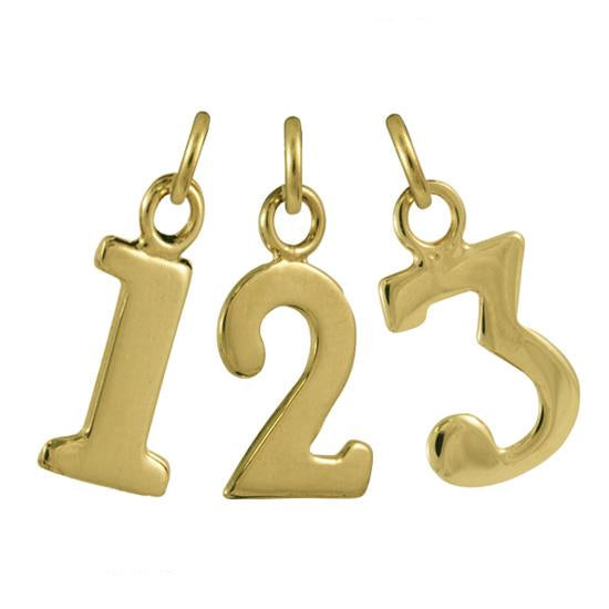 9ct Gold Number Charm 0 - 9