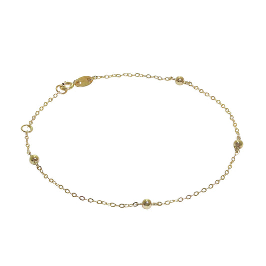 9ct Gold Hammered Trace Bobble 7.5 Inch Extender Bracelet