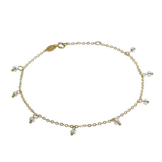 9ct Gold 7.5 Inch Extender Bracelet with Clear CZ Beads