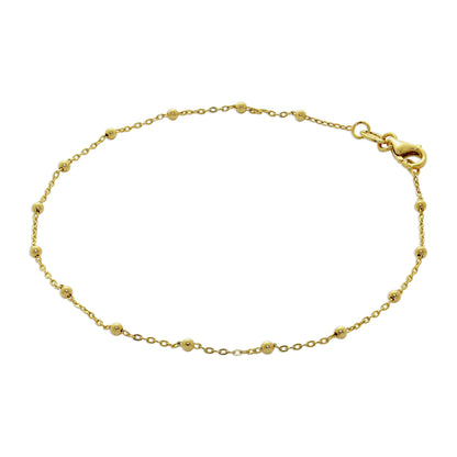 9ct Gold Bobble Ball Bead Chain Bracelet 7.5 Inches