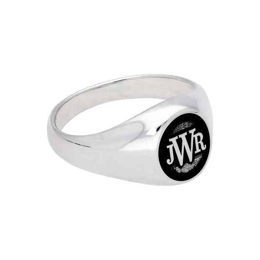 Sterling Silver Triple Monogram Signet Ring Size J - Z+1