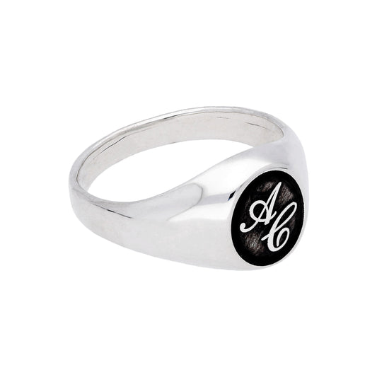 Sterling Silver Script Monogram Signet Ring Size J-Z+1