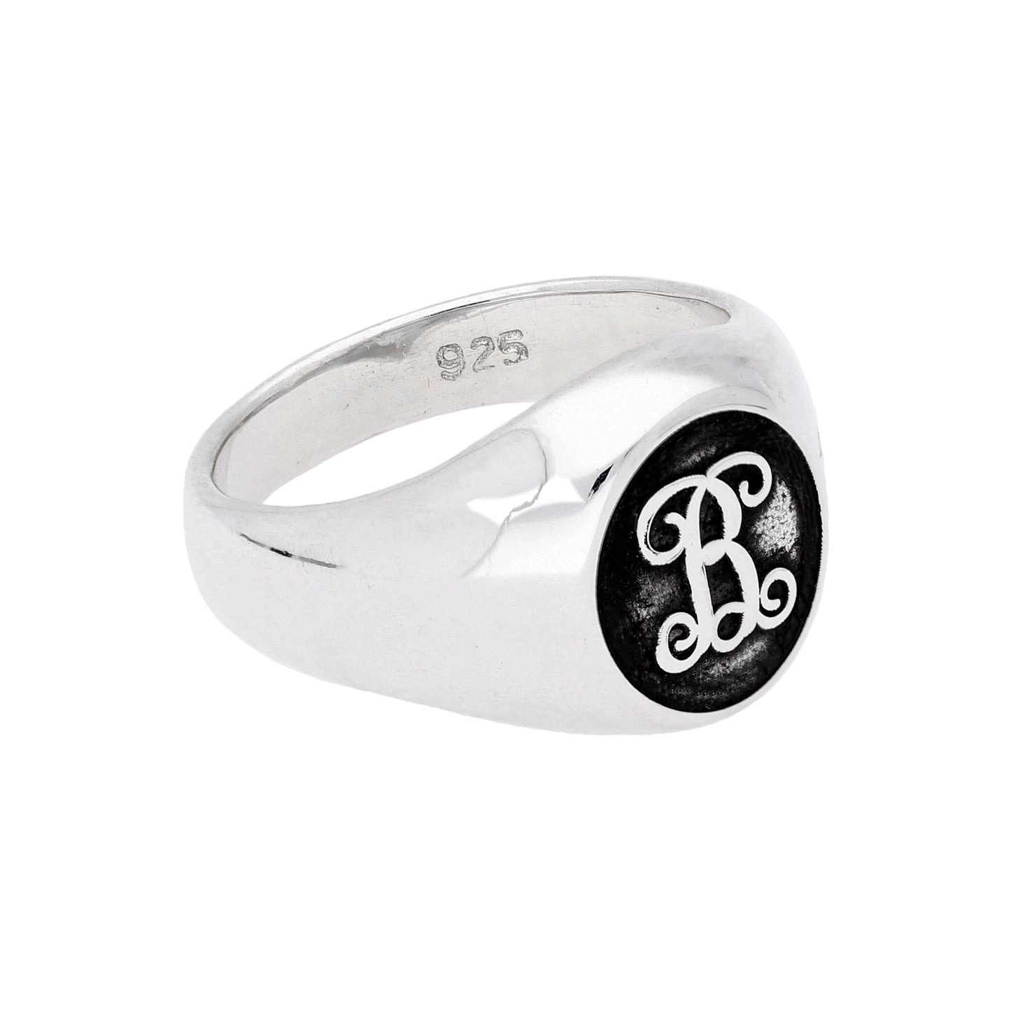 Sterling Silver Script Initial Signet Ring Size J - Z+1