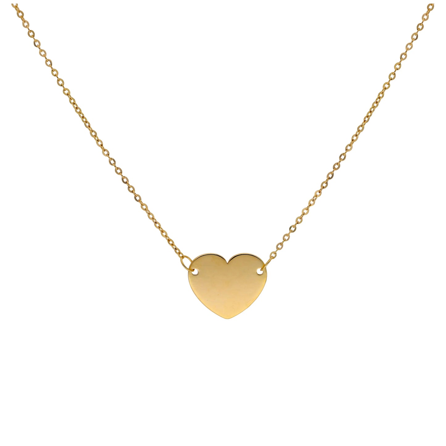 Fine 9ct Gold Plain Engravable Heart Necklace 16 Inches