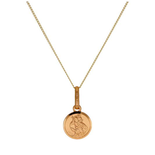 Small Round 9ct Gold St Christopher Necklace 16-22 Inches