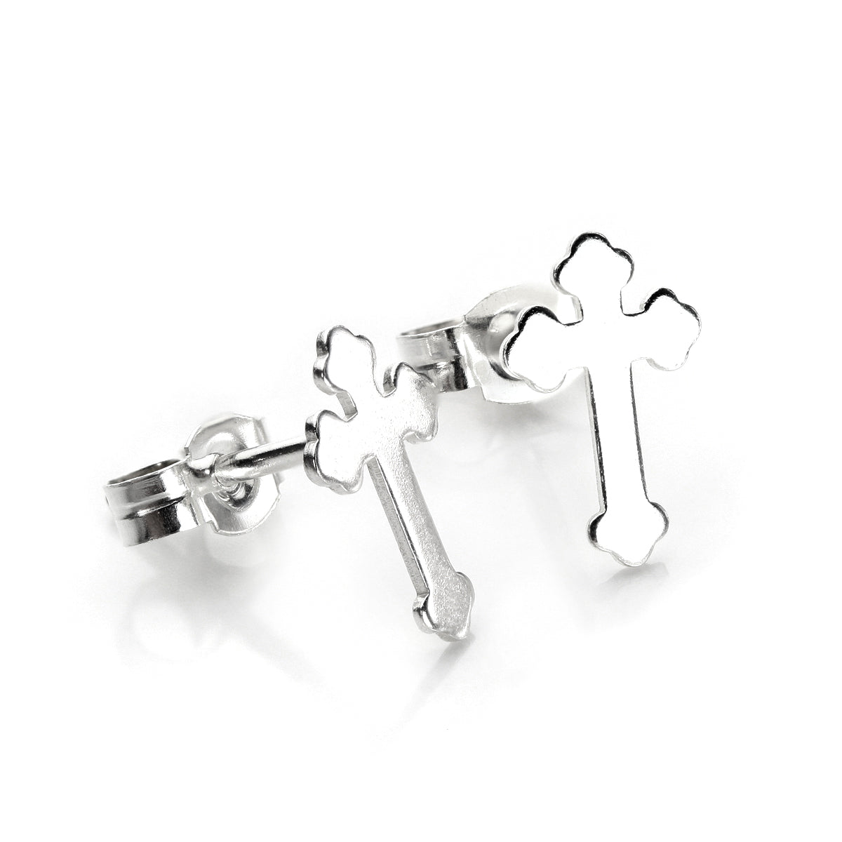 Sterling Silver Small Cross Stud Earrings