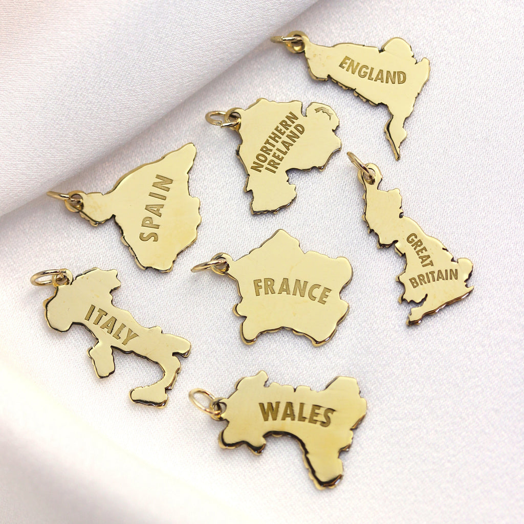 personalised 9ct gold any country map charm