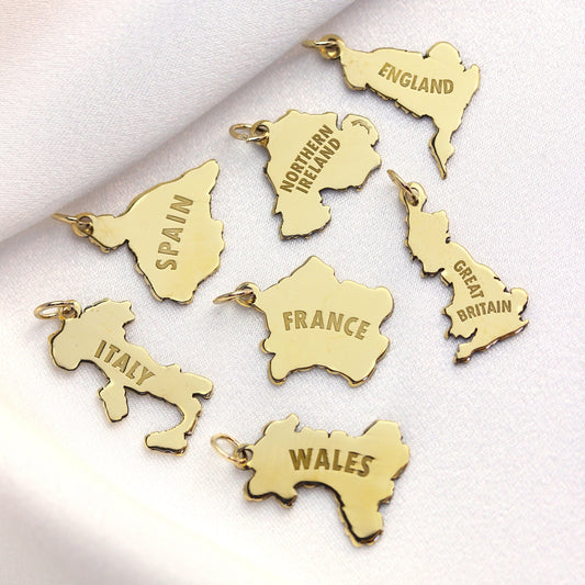 Personalised 9ct Gold Any Country Map Charm