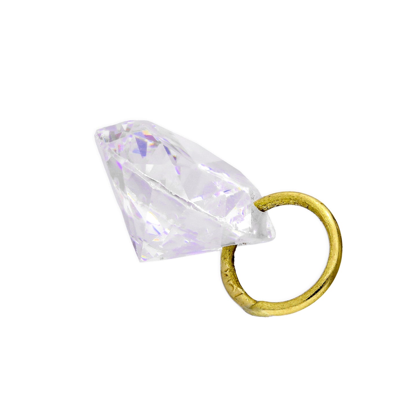 9ct Gold & Large Clear CZ Crystal Pendant