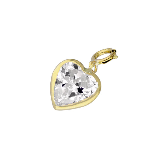 9ct Gold & Clear CZ Heart Clip on Charm