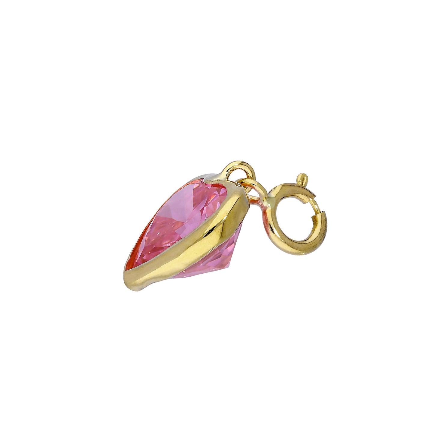 9ct Gold & Pink CZ Heart Clip on Charm