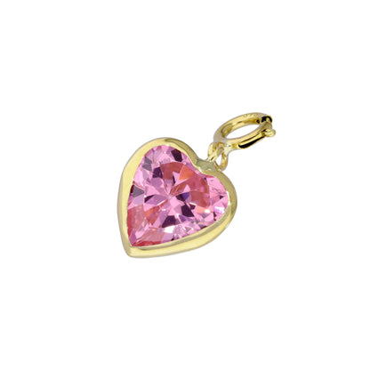 9ct Gold & Pink CZ Heart Clip on Charm