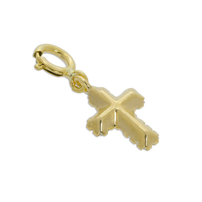9ct Gold & Clear CZ Cross Clip on Charm