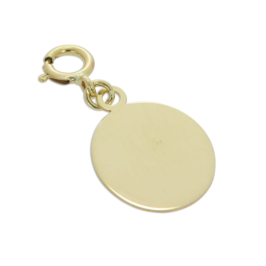 9ct Gold Engravable Oval Clip on Charm
