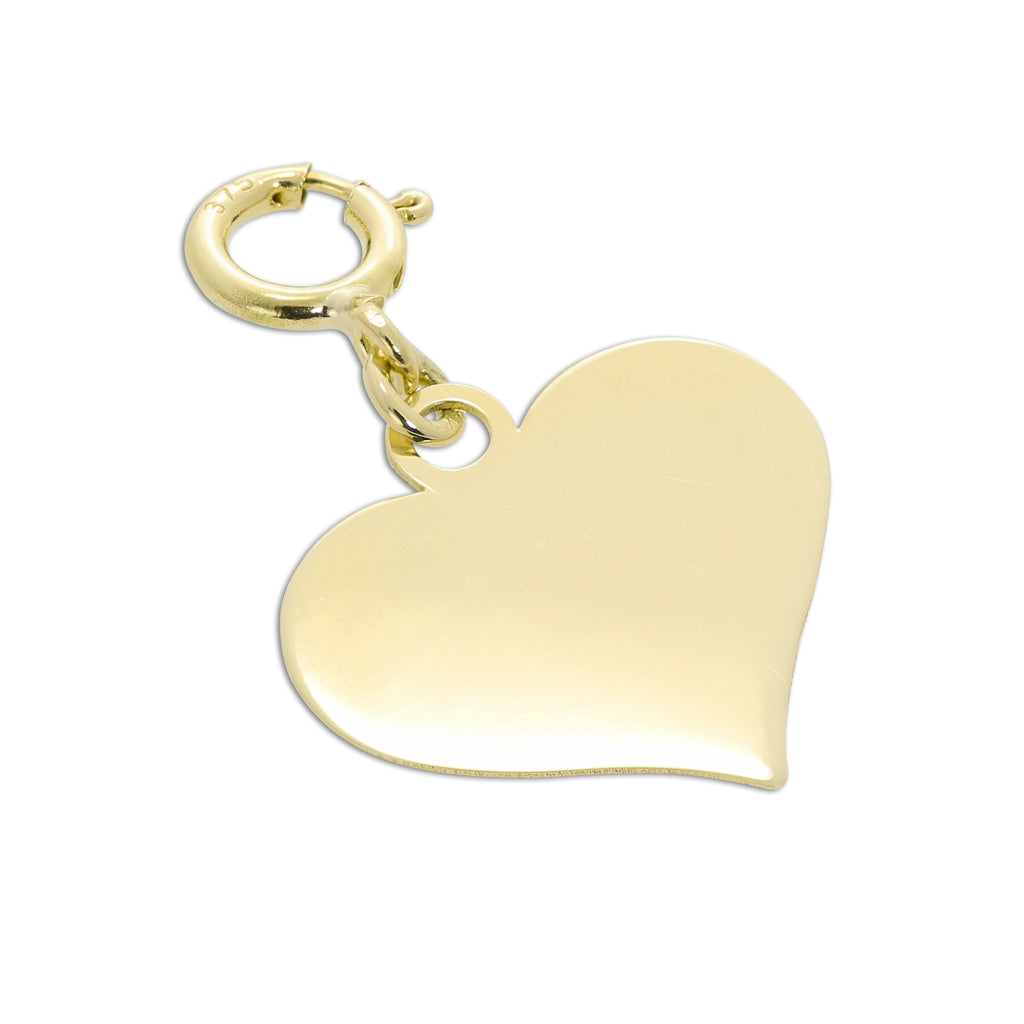 9ct gold engravable heart clip-on charm