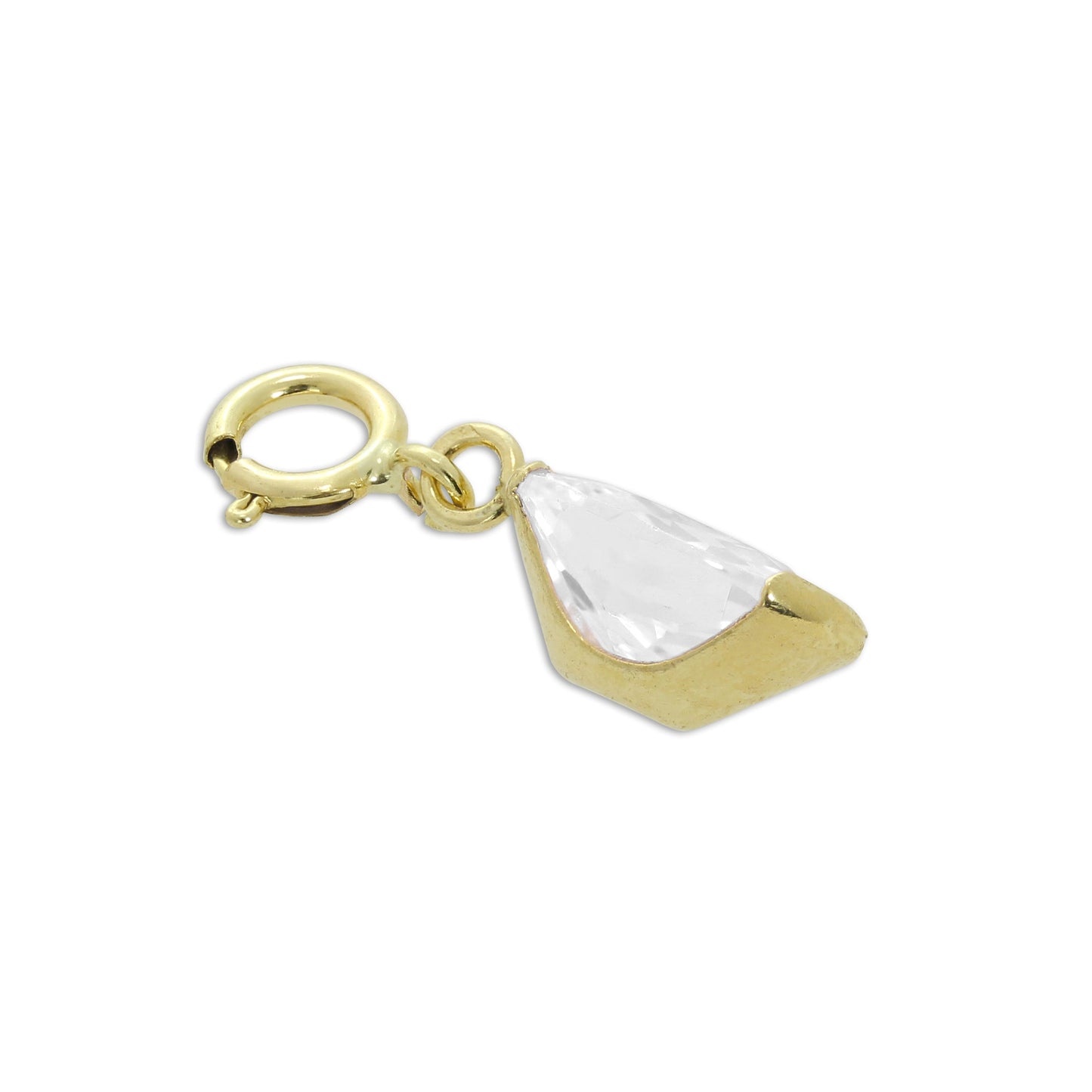 9ct Gold & Clear CZ Oval Clip on Charm