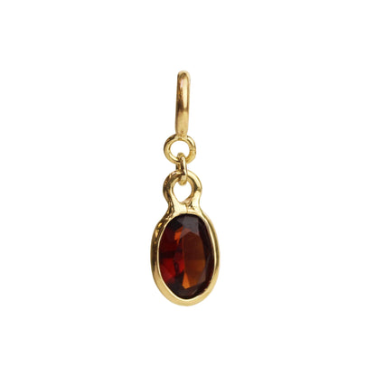 9ct Gold & Garnet CZ Oval Clip on Charm