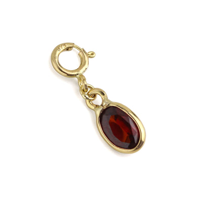 9ct Gold & Garnet CZ Oval Clip on Charm