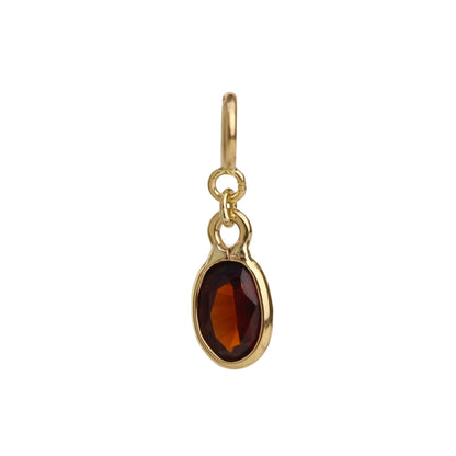 9ct Gold & Garnet CZ Oval Clip on Charm