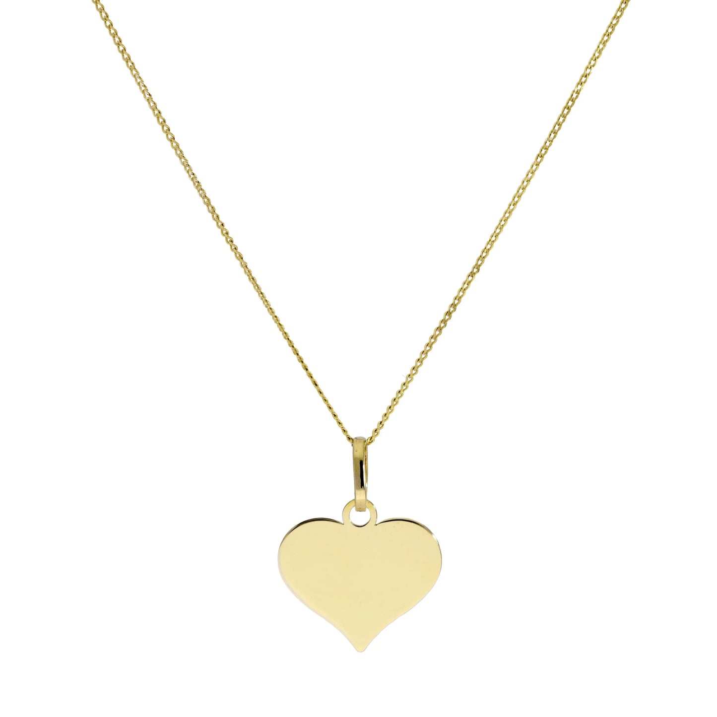 9ct Gold Engravable Heart Pendant Necklace 16 - 20 Inches