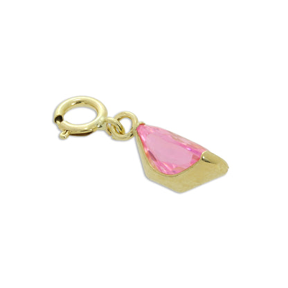9ct Gold & Pink CZ Crystal Oval Clip on Charm