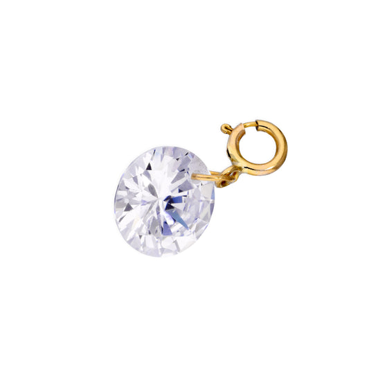 9ct Gold & Large Clear CZ Crystal Clip On Charm