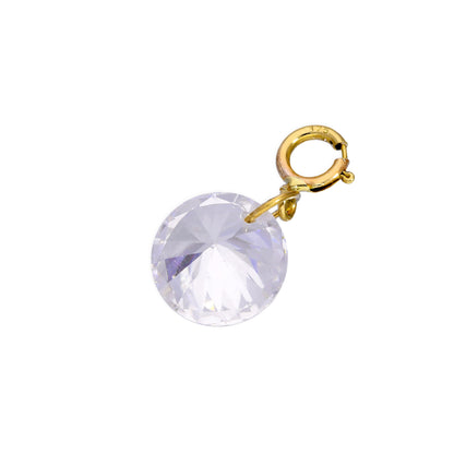 9ct Gold & Large Clear CZ Crystal Clip On Charm